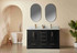 Black 60-inch dual bathroom vanity with Carrara-style marble countertop and integrated sink