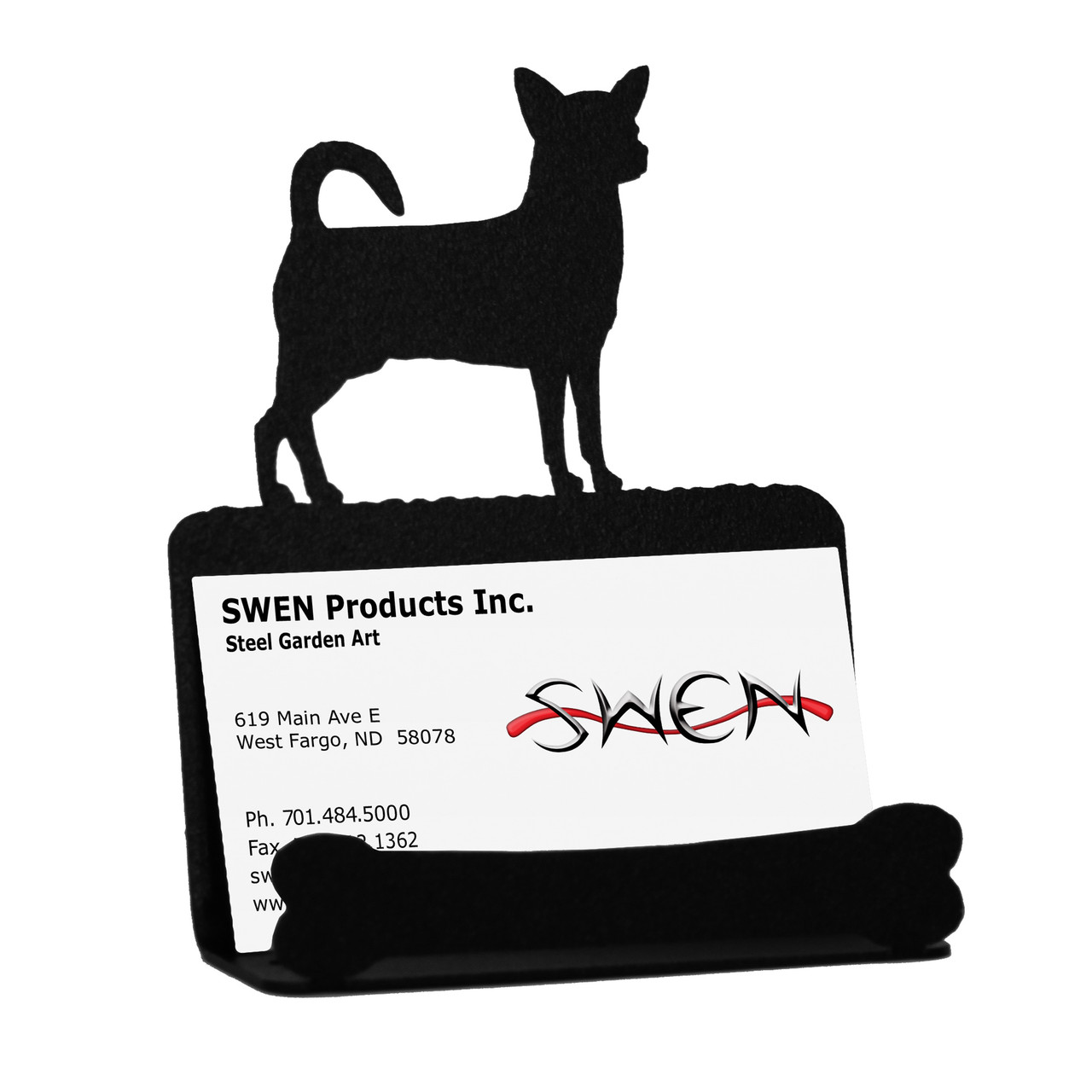 SWEN Products SALUKI Dog Black Metal Business Card Holder