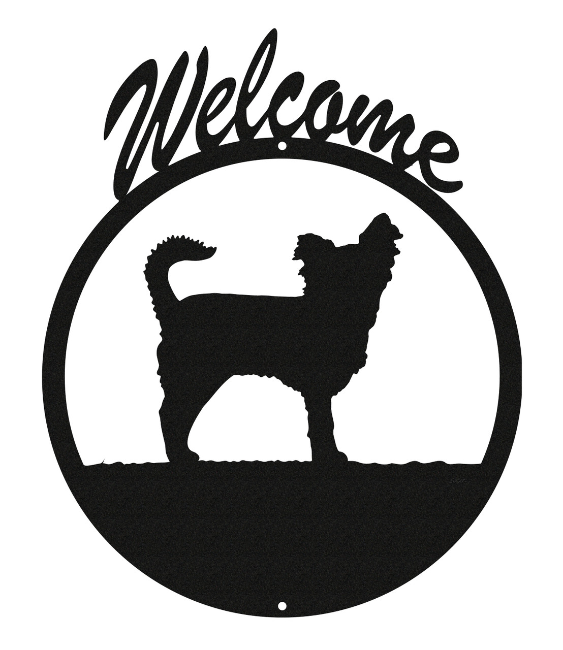 Long Hair Chihuahua Dog Metal Welcome Sign Swen Products
