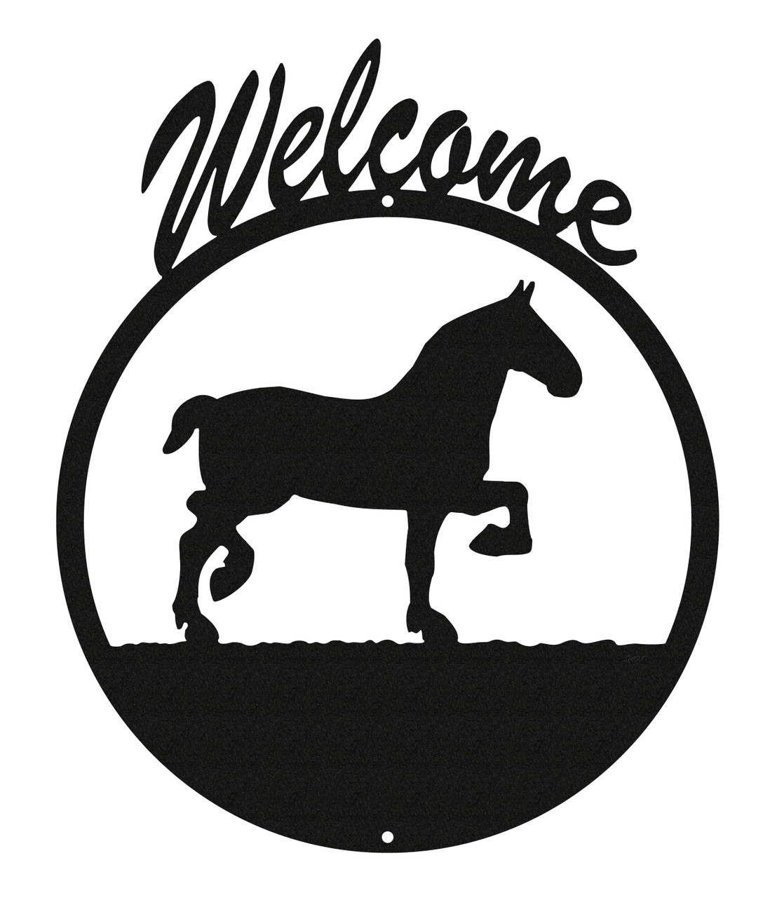 SWEN Products DRAFT HORSE Black Metal Welcome Sign