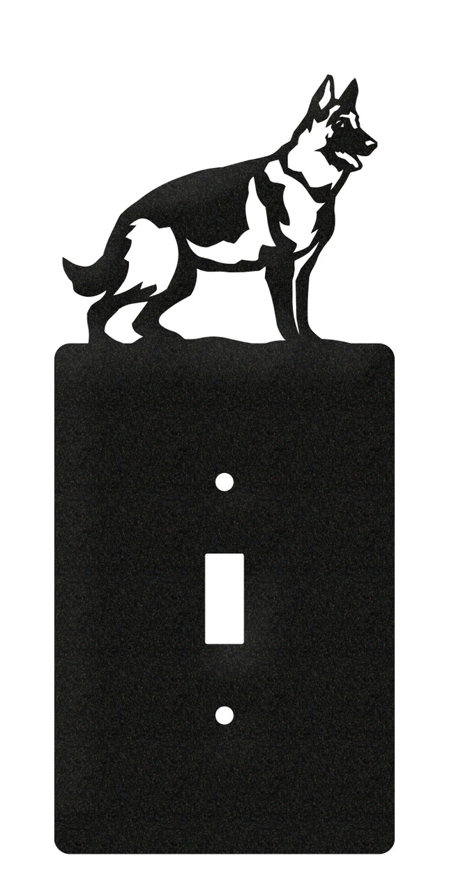 SWEN Products GERMAN SHEPHERD Metal Wall Plate Cover - Steel Stamped, Round, Black Wrinkle Finish, For Toggle/Rocker Switches - View #2