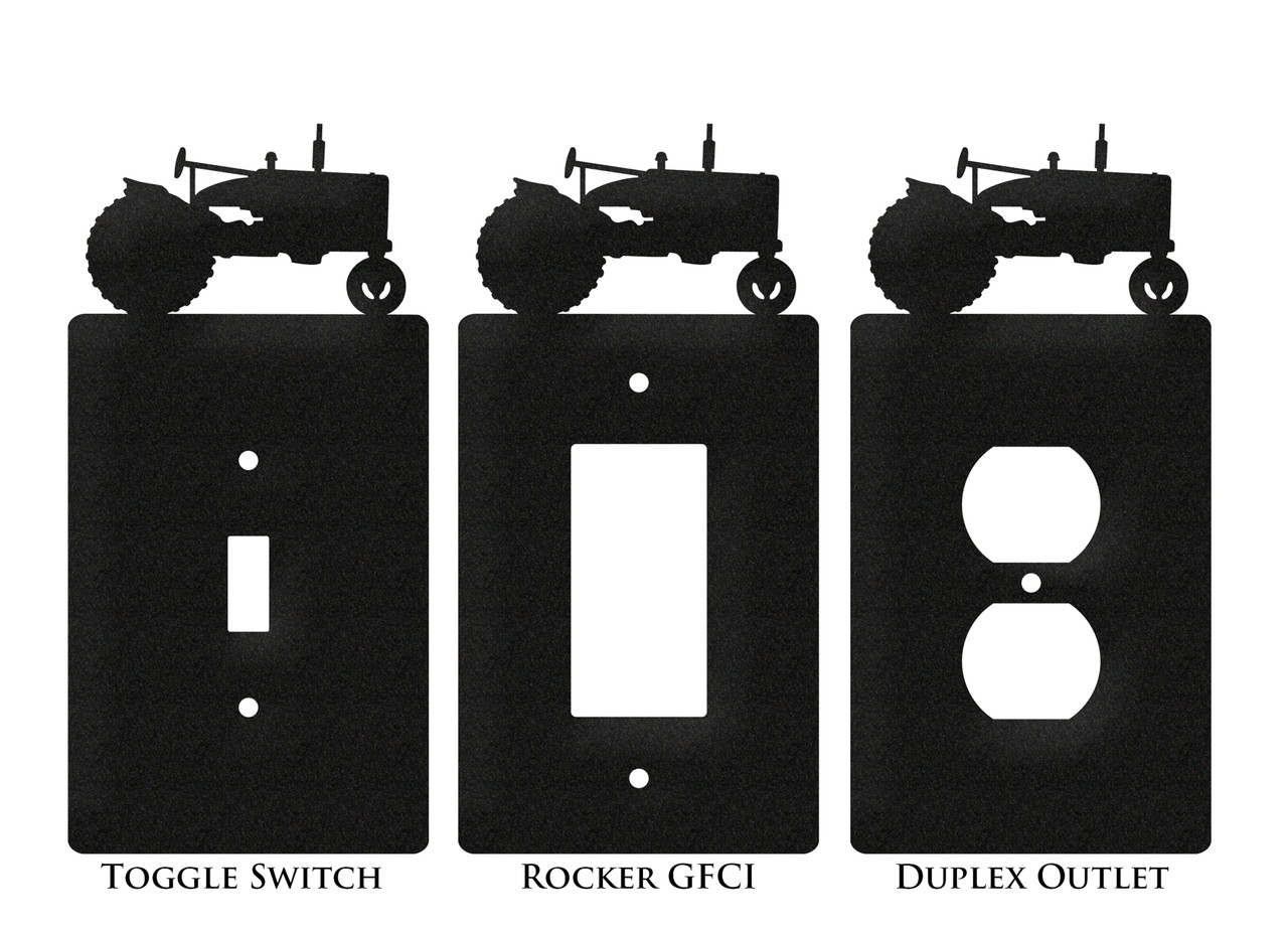 SWEN Products Tractor Farmall Triple Rocker Wall Plate Cover - Black Wrinkle Steel, Made In USA