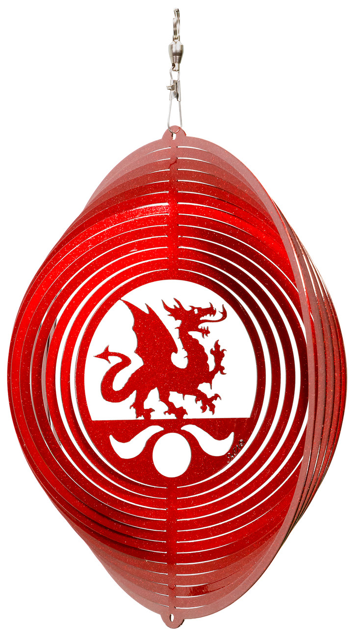 CANADIAN FLAG Circle Swirly Metal Wind Spinner