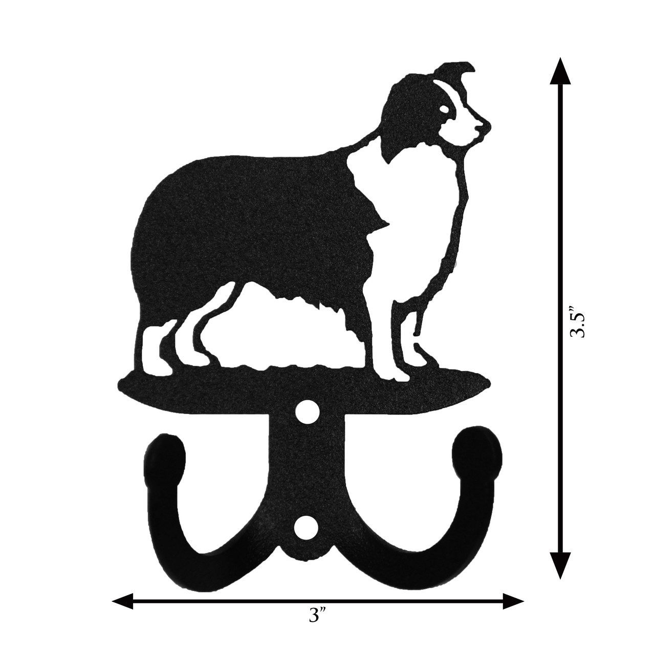 BORDER COLLIE Dog Metal Wall Leash Holder Coat Hooks SWEN Products