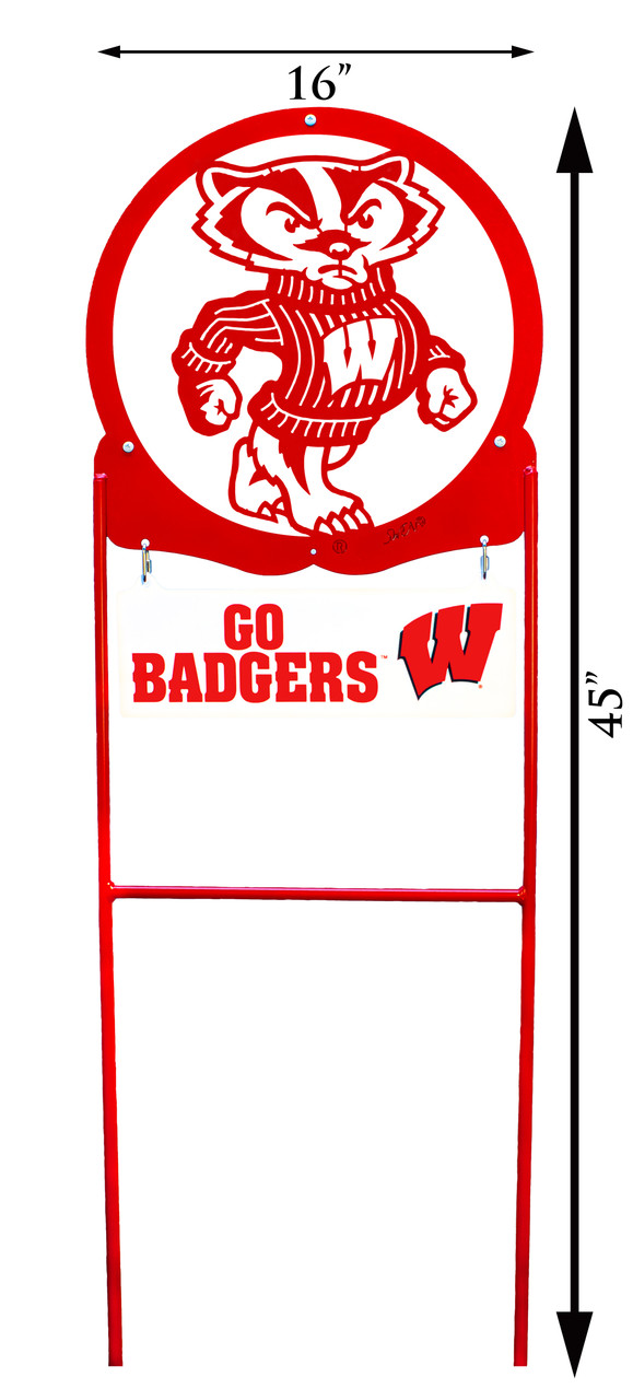 WISCONSIN BADGERS Collegiate Logo Metal Yard Sign SWEN Products