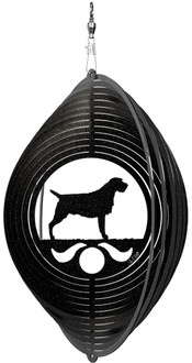 WIREHAIRED POINTING GRIFFON Circle Dog Swirly Metal Wind Spinner
