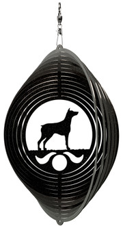 DOBERMAN PINSCHER Circle Dog Swirly Metal Wind Spinner 