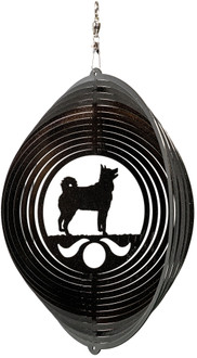 ICELANDIC SHEEPDOG Circle Dog Swirly Metal Wind Spinner