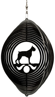 BOXER Circle Dog Swirly Metal Wind Spinner