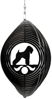 WHEATEN TERRIER Circle Dog Swirly Metal Wind Spinner