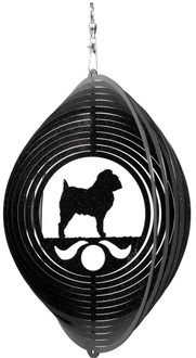 BRUSSELS GRIFFON Circle Dog Swirly Metal Wind Spinner