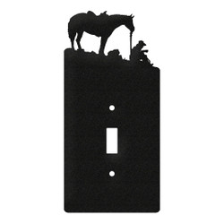 HORSE COFFEE BREAK COWBOY Metal Plate Cover HORSE COFFEE BREAK COWBOY Metal Plate Cover