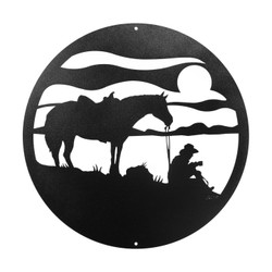 12" COFFEE BREAK HORSE COWBOY Scenic Metal Wall Art Decor 12" COFFEE BREAK HORSE COWBOY Scenic Metal Wall Art Decor