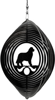 NEWFOUNDLAND Circle Dog Swirly Metal Wind Spinner