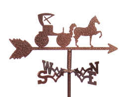 HORSE AND BUGGY Flower Pot Birdhouse Steel Weathervane HORSE AND BUGGY Flower Pot Birdhouse Steel Weathervane