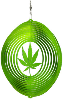 MARIJUANA LEAF Circle Swirly Metal Wind Spinner MARIJUANA LEAF Circle Swirly Metal Wind Spinner