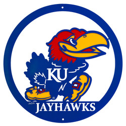 12" KANSAS JAYHAWKS Collegiate Logo Metal Wall Art Decor  12" KANSAS JAYHAWKS Collegiate Logo Metal Wall Art Decor