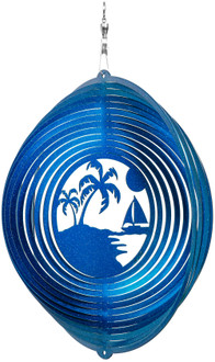 PALM TREE Circle Swirly Metal Wind Spinner PALM TREE Circle Swirly Metal Wind Spinner