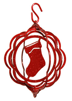 CHRISTMAS STOCKING Tini Swirly Metal Christmas Tree Ornament