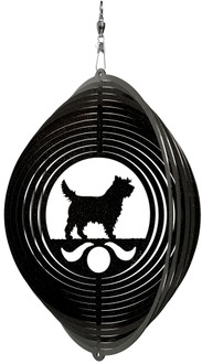 CAIRN TERRIER Circle Dog Swirly Metal Wind Spinner