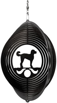 LABRADOODLE Circle Dog Swirly Metal Wind Spinner