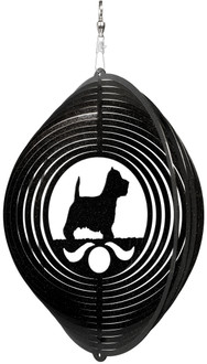 WESTIE TERRIER Circle Dog Swirly Metal Wind Spinner