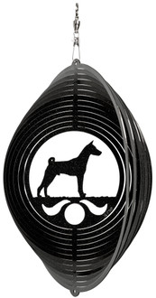 BASENJI Circle Dog Swirly Metal Wind Spinner