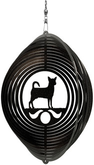 CHIHUAHUA Circle Dog Swirly Metal Wind Spinner 