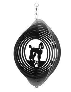 POODLE Circle Dog Swirly Metal Wind Spinner