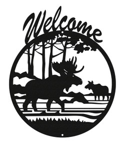 MOOSE WILDLIFE Metal Welcome Sign