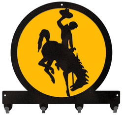 WYOMING BUCKING HORSE Metal Key Chain Holder Hanger