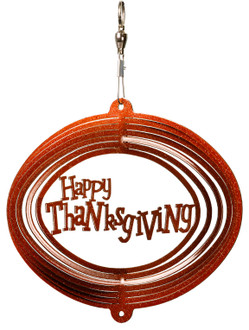 THANKSGIVING HAPPY Mini Swirly Metal Wind Spinner 