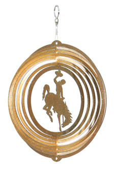 WYOMING BUCKING HORSE Mini Collegiate Swirly Metal Wind Spinner