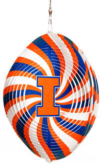 ILLINOIS ILLINI Collegiate Swirly Multi Color Metal Wind Spinner