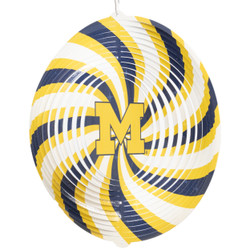 MICHIGAN WOLVERINES Collegiate Swirly Multi Color Metal Wind Spinner