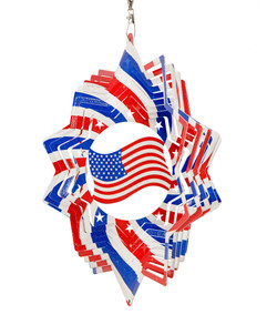 AMERICAN FLAG STAR Multi Swirly Metal Wind Spinner