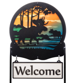 Moose Metal Yard Sign