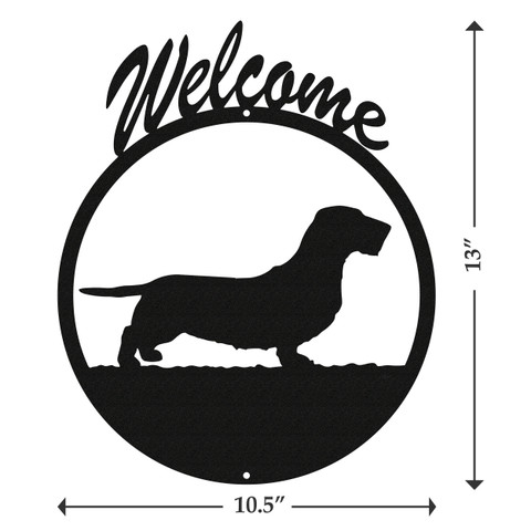 WIREHAIRED DACHSHUND Dog Metal Welcome Sign | SWEN Products