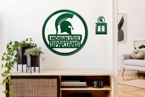 Michigan State Spartans - Lowden Watercolor Decorative Serving Tray -  College Wall Art