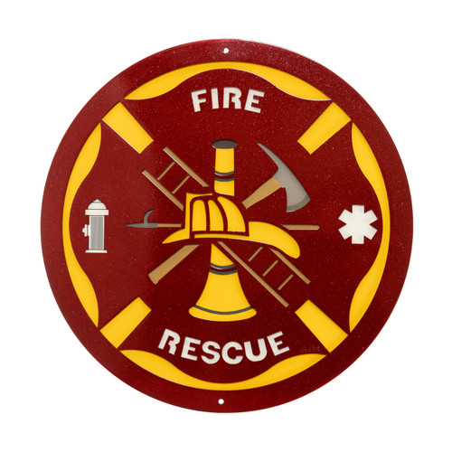 12" FIRE RESCUE Scenic Metal Wall Art Decor