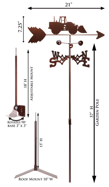 TRACTOR FRONT WHEEL LOADER CONSTRUCTION Weathervane Dimensions