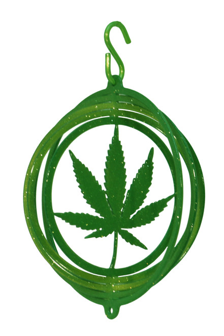 MARIJUANA LEAF Tini Swirly Metal Christmas Tree Ornament 