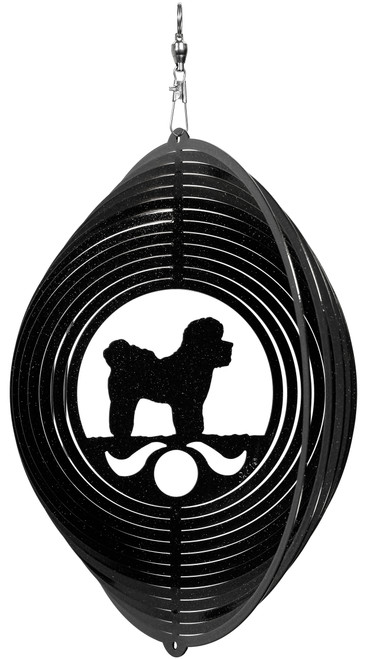 BICHON Circle Dog Swirly Metal Wind Spinner