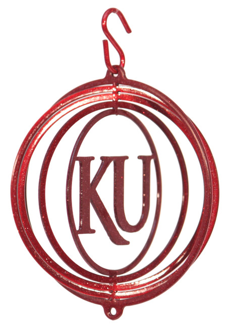 KANSAS JAYHAWKS Tini Swirly Metal Collegiate Christmas Tree Ornament 