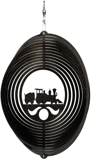TRAIN LOCOMOTIVE Circle Swirly Metal Wind Spinner