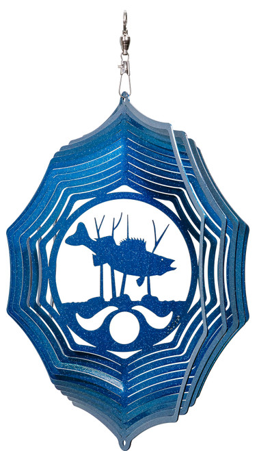 WALLEYE FISH Web Swirly Metal Wind Spinner