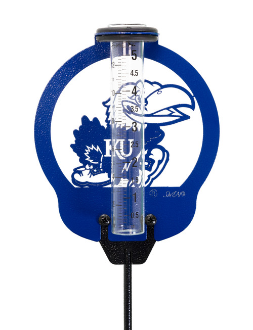 KANSAS JAYHAWKS Metal Steel Rain Gauge
