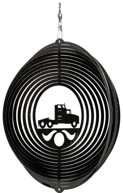 SEMI TRUCK Circle Swirly Metal Wind Spinner