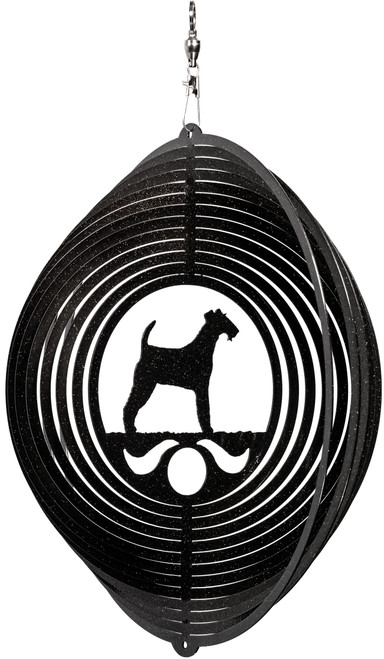 IRISH WIRE FOX TERRIER Circle Dog Swirly Metal Wind Spinner