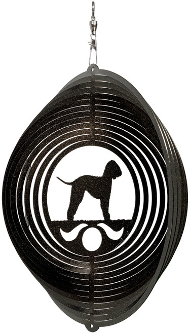 BEDLINGTON TERRIER Circle Dog Swirly Metal Wind Spinner